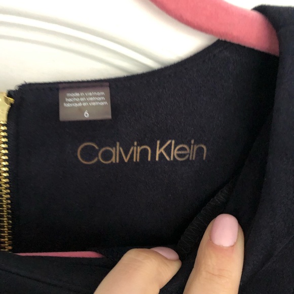 Calvin Klein Navy Suede Tulip Sleeve Sheath Dress Size 6 - Picture 5 of 9